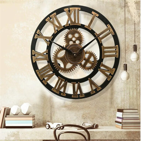 Horloge Vintage Industriel Sur Un Mur 