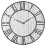 Horloge Industrielle Bois Et Métal Gris 