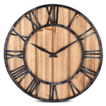 Horloge Industrielle Bois Et Métal Noir Sur Un Mur 