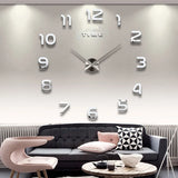 Grand Format Horloge Murale Design Argent 