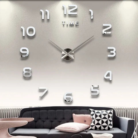 Gros Horloge Murale Argent 